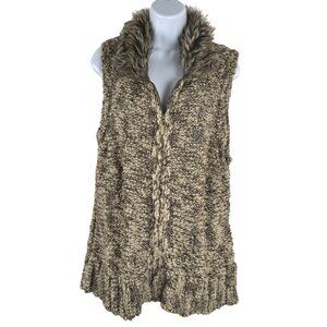 Charter Club Sweater Vest Large‎ Faux Fur Full Zip Acrylic Blend NWT CJ-2012